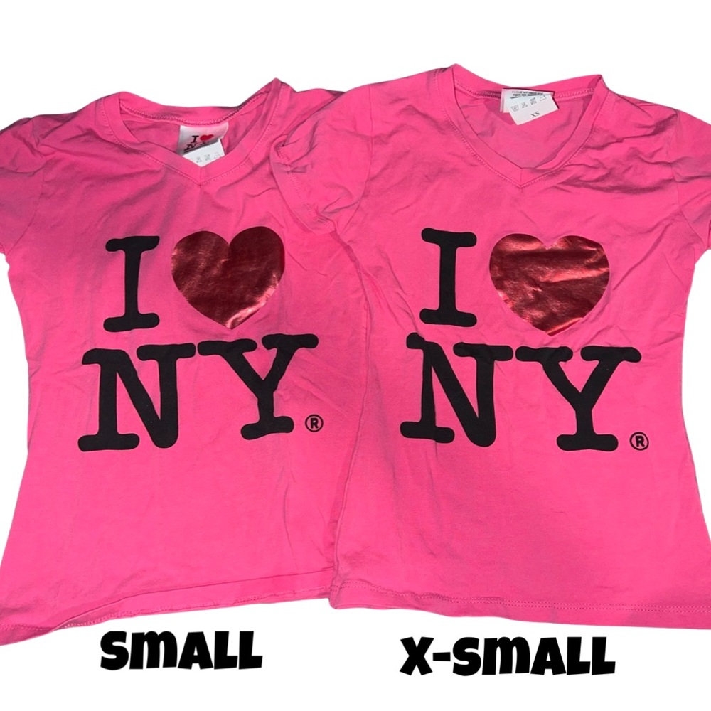Like New set of I ❤️ New York kids S (5/6) and XS (4/5) V-Neck Pink Tees.